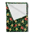 thumbnail image 2 of Spring Soft Flannel Fleece Blanket, Little Birds Among Daisy Flowers Leaves Field Chamomile Petals Cartoon, Cozy Plush for Indoor and Outdoor Use, 50" x 60", Dark Coral Black Green, by Ambesonne, 2 of 5