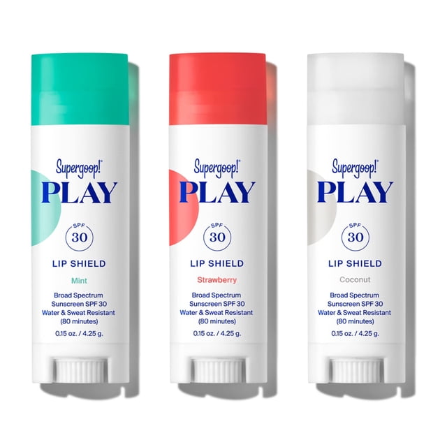 Bálsamo labial Supergoop! Protector labial PLAY SPF 30, paquete de 3