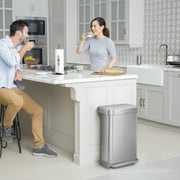 simplehuman Kitchen Trash Can, 11.8 Gallon Stainless Steel Step Garbage Bin with Soft Close Lid. Silver