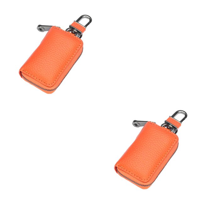 Jumpingount Cartera de cuero portátil Fecha Llaves Almacenamiento Monedero Moda Moneda Tarjeta de crédito Cremallera Cerradura Bolsa Titular Regalos Naranja 2piezas Jumpingount CBP318996