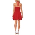 thumbnail image 3 of INSPIRE CHIC Vestido de cóctel sin mangas con escote en V profundo y espalda descubierta para mujeres, mini vestido de regreso a casa, color rosa XL rojo, 3 of 6