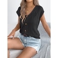 thumbnail image 5 of jinghuiyue Womens Button Down Sweater Vest Cap Short Sleeve Lightweight Cardigan Cable Knit Tops XL, 5 of 7