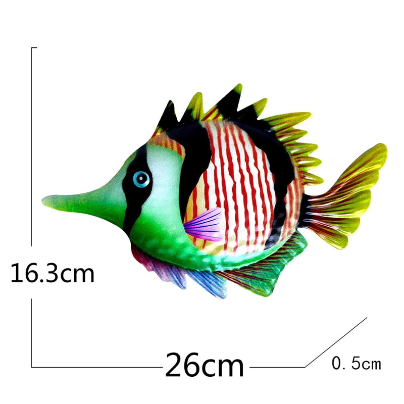 HXAZGSJA Metal Tropical Fish Wall Art Decor Beautiful Vintage