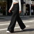 thumbnail image 6 of LEAVINGSUO Wide Leg Pants for Women Solid High Waist Elastic Sweatpants Casual Loose Flowy Workout Pants With Pocket Black S, 6 of 8