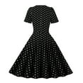 thumbnail image 2 of XFLWAM Women's 1950s Retro Rockabilly Crew Neck Short Sleeve Dress Polka Dot Vintage Cocktail Party Swing Dress Black XXL, 2 of 6