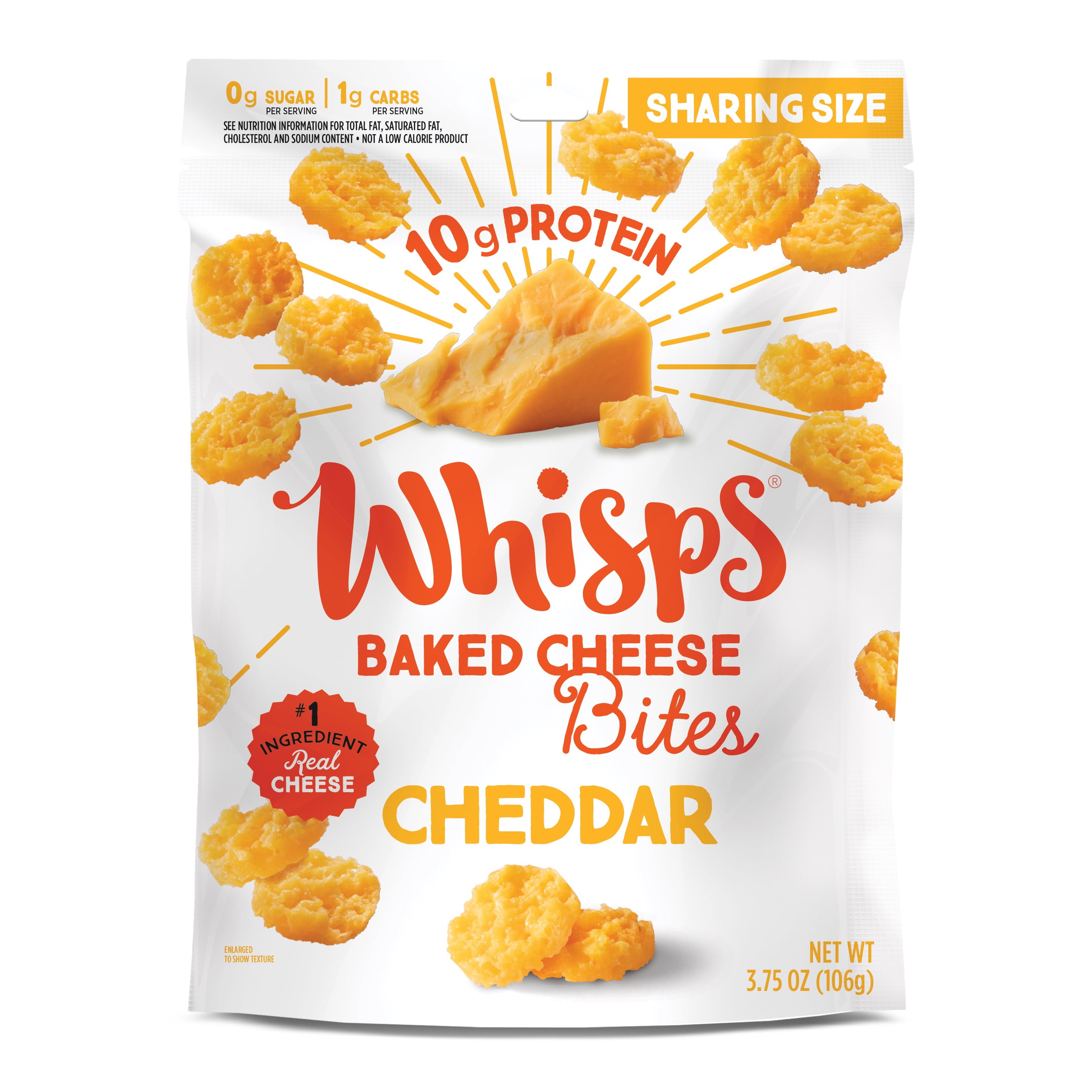 Whisps Cheddar Baked Cheese Bites, 100 Real Cheese Snack, Family Size