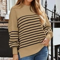 thumbnail image 2 of GigrtiJin Women's Striped Oversized Sweater Crew Neck Long Sleeves Pullover Tops Fashion Loose Casual Blouses, 2 of 9
