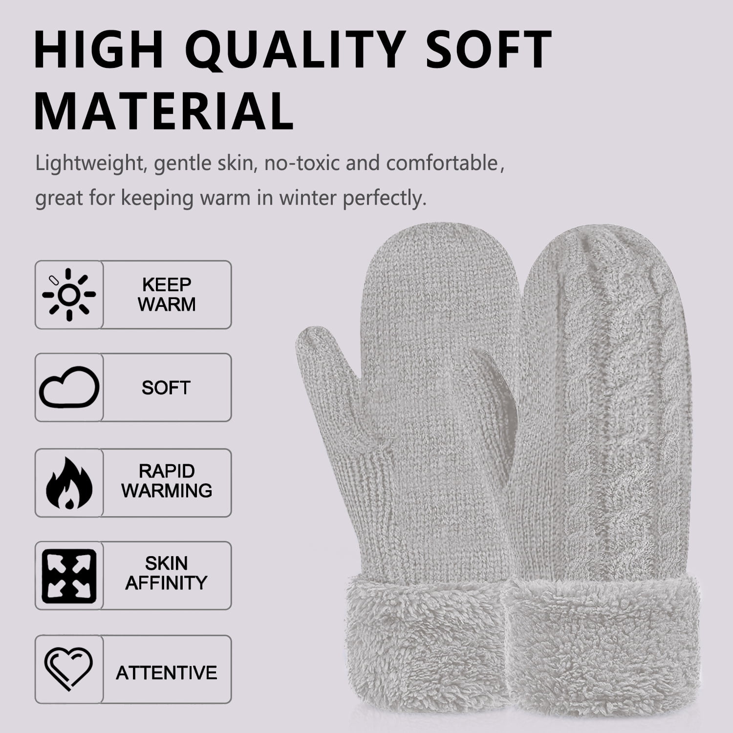 Baby Winter Mittens (9-18 Months) - Thick Warm Lined Gloves, Cotton Blend, Anti-Scratch