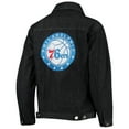 thumbnail image 4 of Women's The Wild Collective Black Philadelphia 76ers Patch Denim Button-Up Jacket, 4 of 4