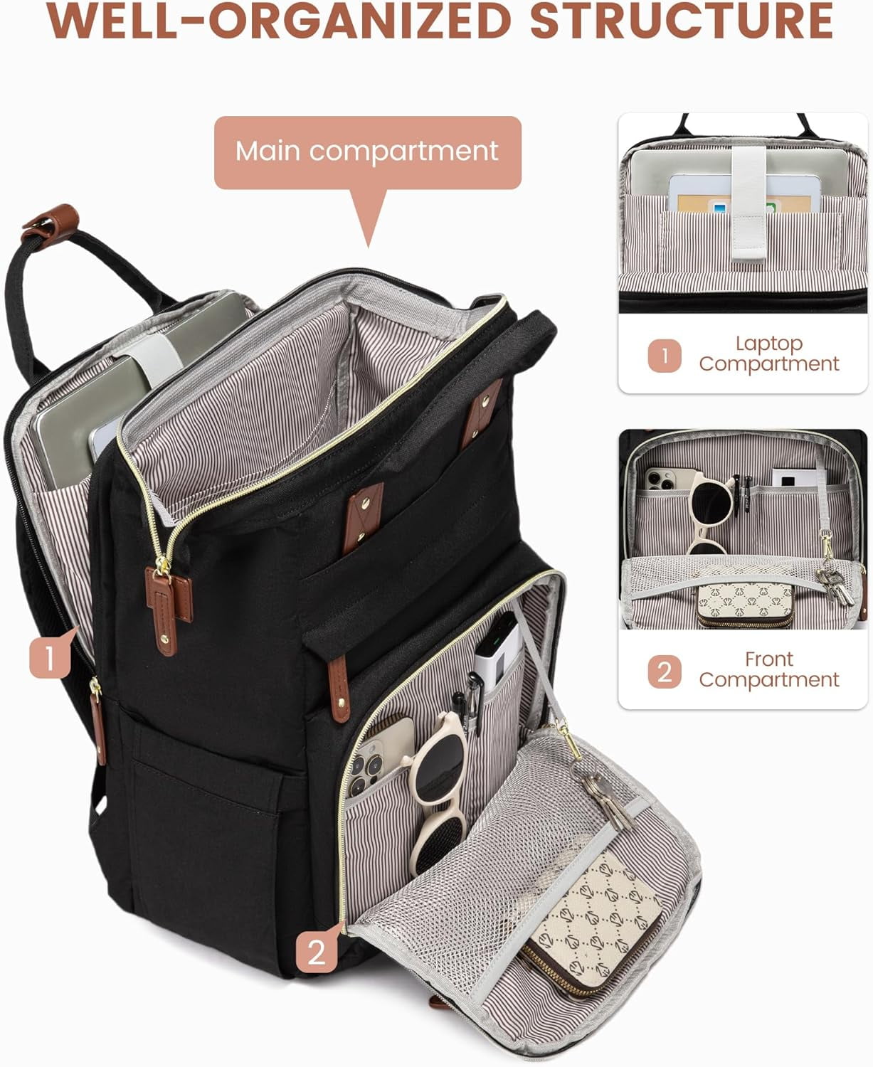 Lovevook Laptop Backpack for Women,Quilted Fashion Nurse Teacher Work Backpack Purses,Water-Resistant Travel Computer Bag for College Office Ladies Fit 15.6" Laptop