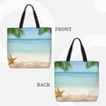 thumbnail image 2 of Wukai Starfish in Beach Print Reusable Grocery Bag Shopping Bags with Zipper Shoulder Shopping Handle Bag Suitable for Outdoor Convenient Daily Bag, 2 of 8