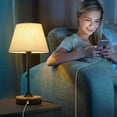thumbnail image 3 of Set of 2 Table Desk Lamp USB Port Coated Fabric Lamp Sets, Beige, 3 of 7