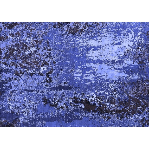 Ahgly Company Indoor Rectangle Oriental Blue Industrial Area Rugs, 7' x 9'