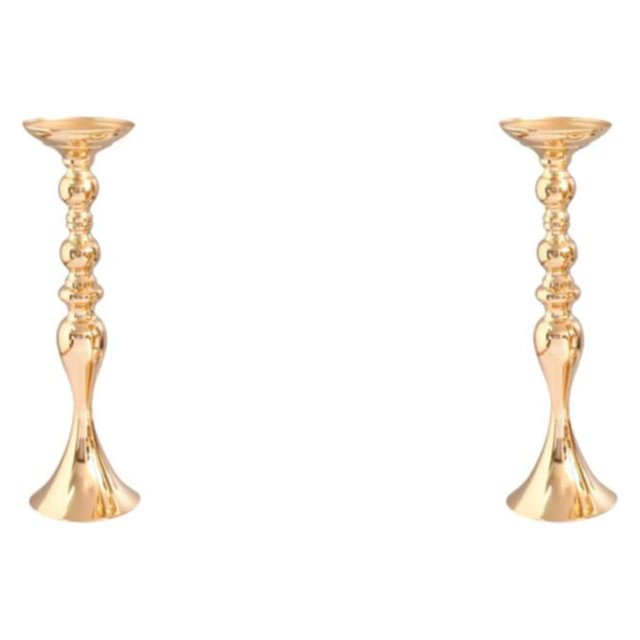 Guardoinrt Modern Metal Candle Tea Light Holder with Long Stand Decorative Flower Vase Gold L 2Set