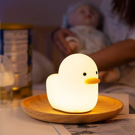 

XGeek Duck Night Light Kids Cute Baby Night Light Lamp Long-Lasting Battery USB Rechargeable Silicone Bedside Lamp for Bedroom Living Room
