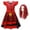 Red, variant on Girls Chloe Red Bridget Costume with Wig, Halloween Cosplay Dress Up, Size 3-9Y