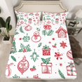 thumbnail image 2 of Manfei Cute Xmas Snowflake Twin Sheet Sets,Christmas Tree Flowers Twin Fitted Sheet,Red Green White Flat Sheet For Teens,Microfiber Bedroom Decor,3-Piece, 2 of 7