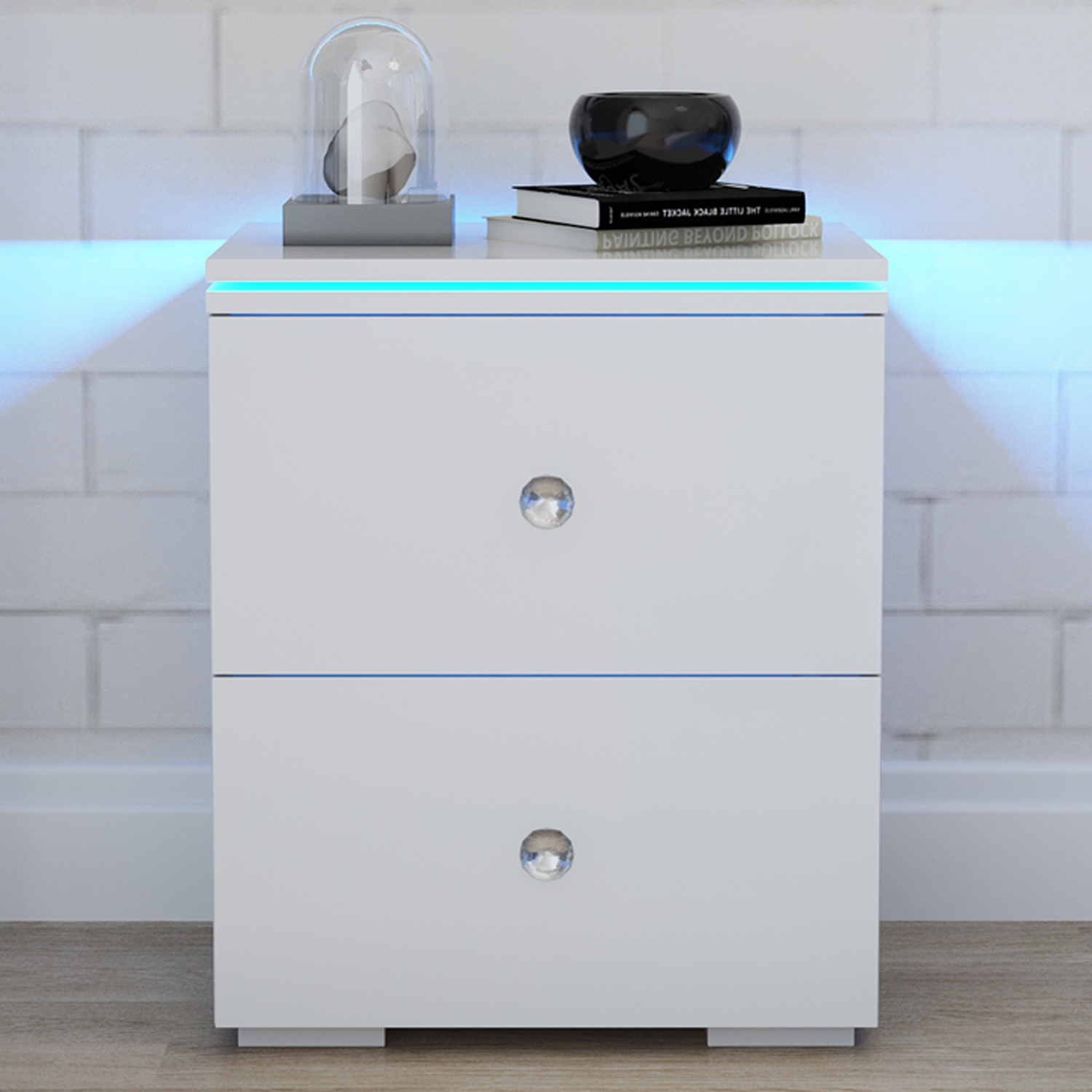 UWRNite LED Nightstand Modern Nightstand with LED Light Low Profile