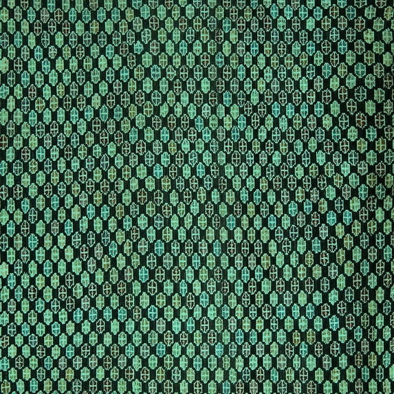 Ahgly Company Indoor Square Abstract Turquoise Blue Modern Area Rugs, 4' Square