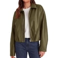 thumbnail image 6 of PRETTYGARDEN Faux Leather Motorcycle Jackets Womens Coat Cropped, Zip Up Collared, Trendy Fall Outerwear, Gathered Hem, Winter Layering Clothes, Casual Going Out Date Night Outfit, 6 of 8