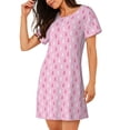 thumbnail image 2 of Fuzoiu Breast Cancer Awareness5 Print Women Nightgowns, Soft Comfy Lightweight Short Sleeves Sleepwear,Crew Neck Loungewear, 2 of 6
