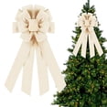thumbnail image 2 of Large Handmade Decorative Wreath Bow, Beige Polyester Ice Silk Ribbon Bow for Front Door, Farmhouse Wreath, Christmas Tree, Garland, Wedding, Birthday, Porch, Gift Wrapping and Seasonal Home Decor, 2 of 5