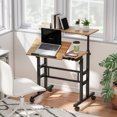 thumbnail image 2 of HOMCOM Stand Up Desk, Height Adjustable Rolling Computer Desk, Brown, 2 of 10