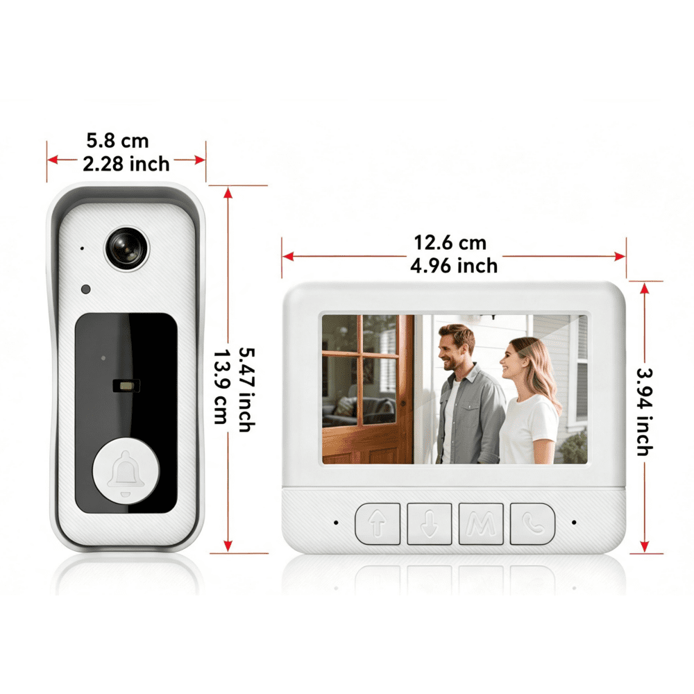 Visual smart doorbell with 4.3-inch color display, 0.3 megapixel camera for home security