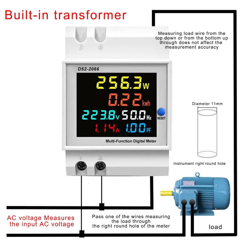 DIN Rails Voltages Current Meter Home Digital Display Electricity Meter Electric Energy Frequency Meter