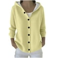 thumbnail image 3 of Zedker Oversized Hooded Sweaters For Women Long Sleeve Button Down Jackets Ribbed Knit Coats Brown M, 3 of 7