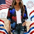 thumbnail image 2 of JULMCOMO 4th of July Lightweight Cardigans for Women Stars Stripes Half Sleeve Independence Day Kimono Cover Ups Summer Tops Black XL, 2 of 6