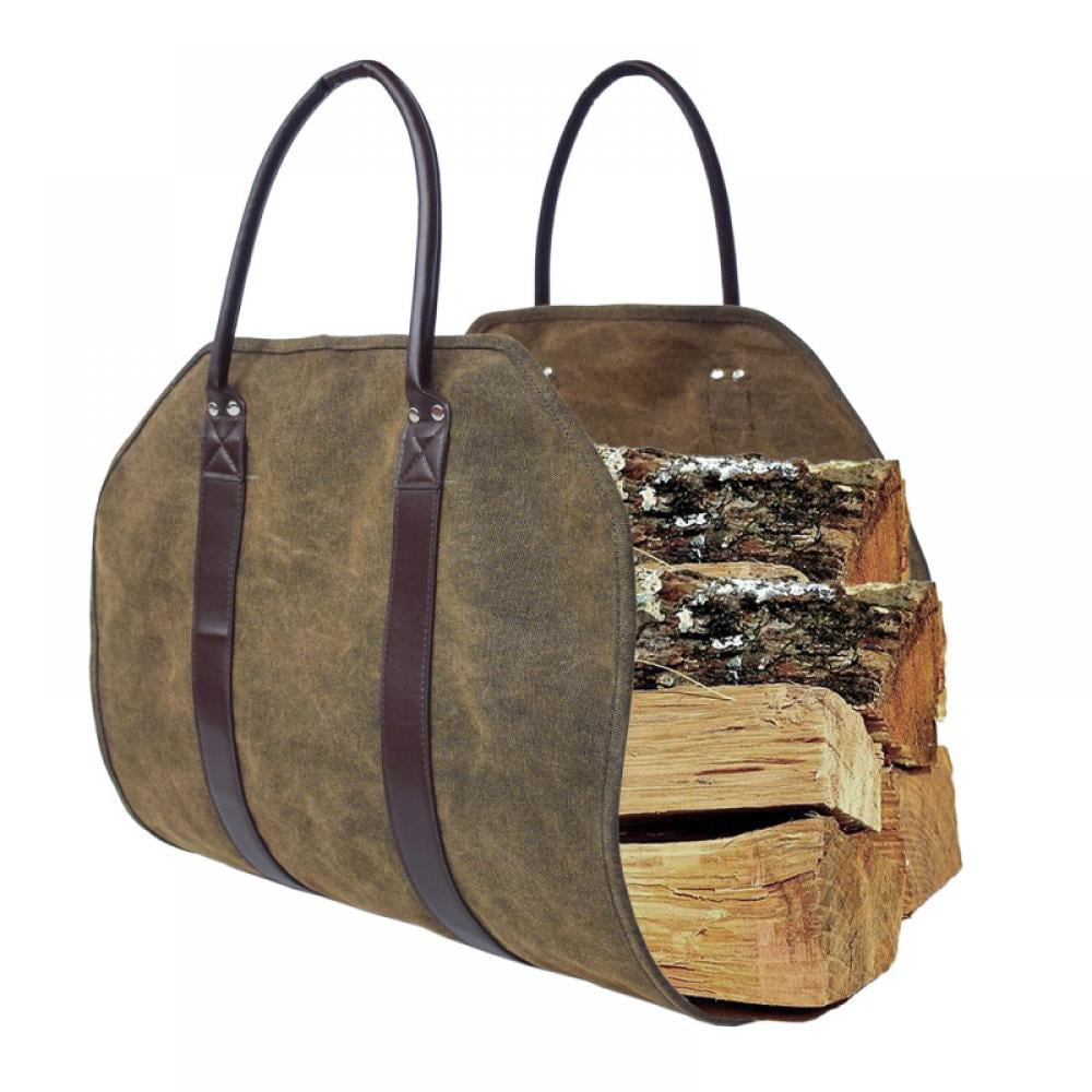 STRONG HEAVY DUTY CANVAS LOG BAG FIREWOOD CARRIER DURABLE LOG CARRYING BAG 