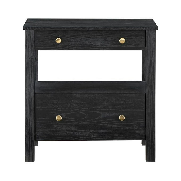 Comfort Pointe Delano 2-Drawer Nightstand, Black Finish, Modern