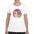 thumbnail image 1 of Wide Open Eyes Cat T-Shirt Women -Kayomi Harai Designs, Female x-Large, 1 of 4