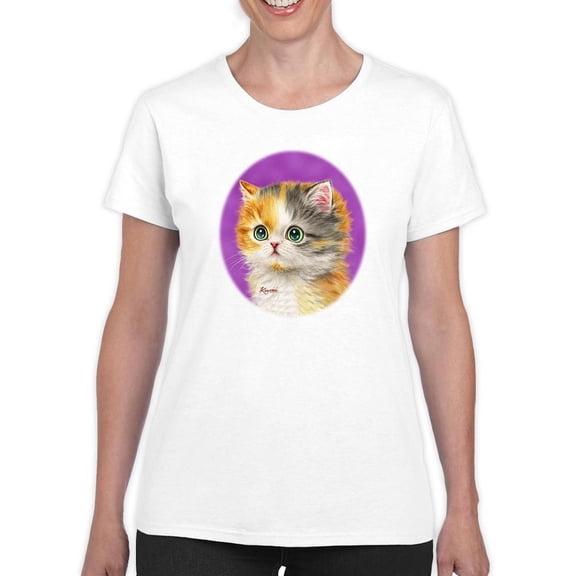 Wide Open Eyes Cat T-Shirt Women -Kayomi Harai Designs, Female 5X-Large