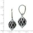 thumbnail image 3 of Primal Silver Sterling Silver Rhodium-plated Textured Onyx Leverback Earrings, 3 of 5