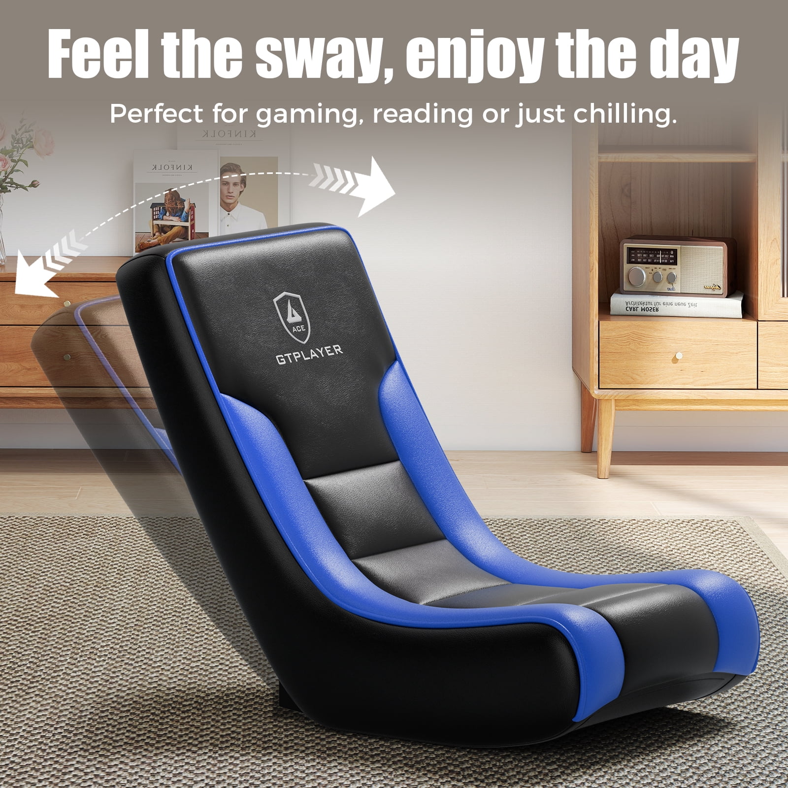 (2 pack) GTPLAYER Floor Rocker Gaming Chair，Blue