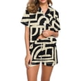 thumbnail image 4 of Women's Home Casual Print Button Up Lapel V Neck Top and Shorts Pocket Short Sleeve Shorts Pajamas Set 2pc Sleepwear LoungewearMulticolor,S, 4 of 6