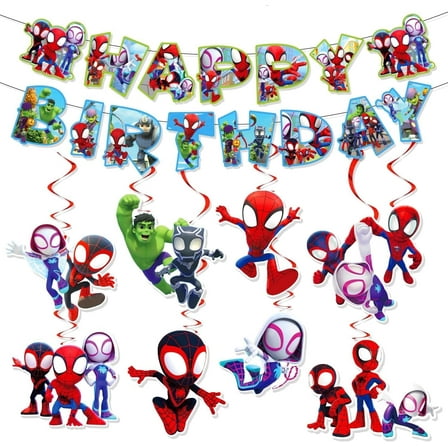 Spidey Birthday Party Decorations Spidey Happy Birthday Banner Hanging Swirls for Birthday Party Supplies