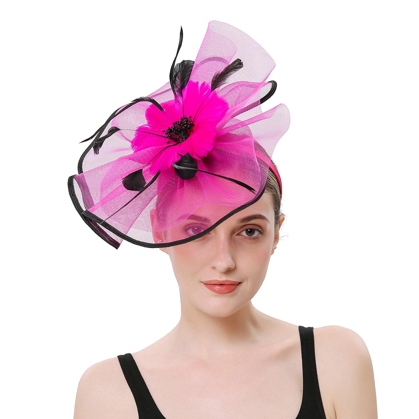 Guvpev Women Girls Mesh Fascinators Hat Cocktail Party Headband
