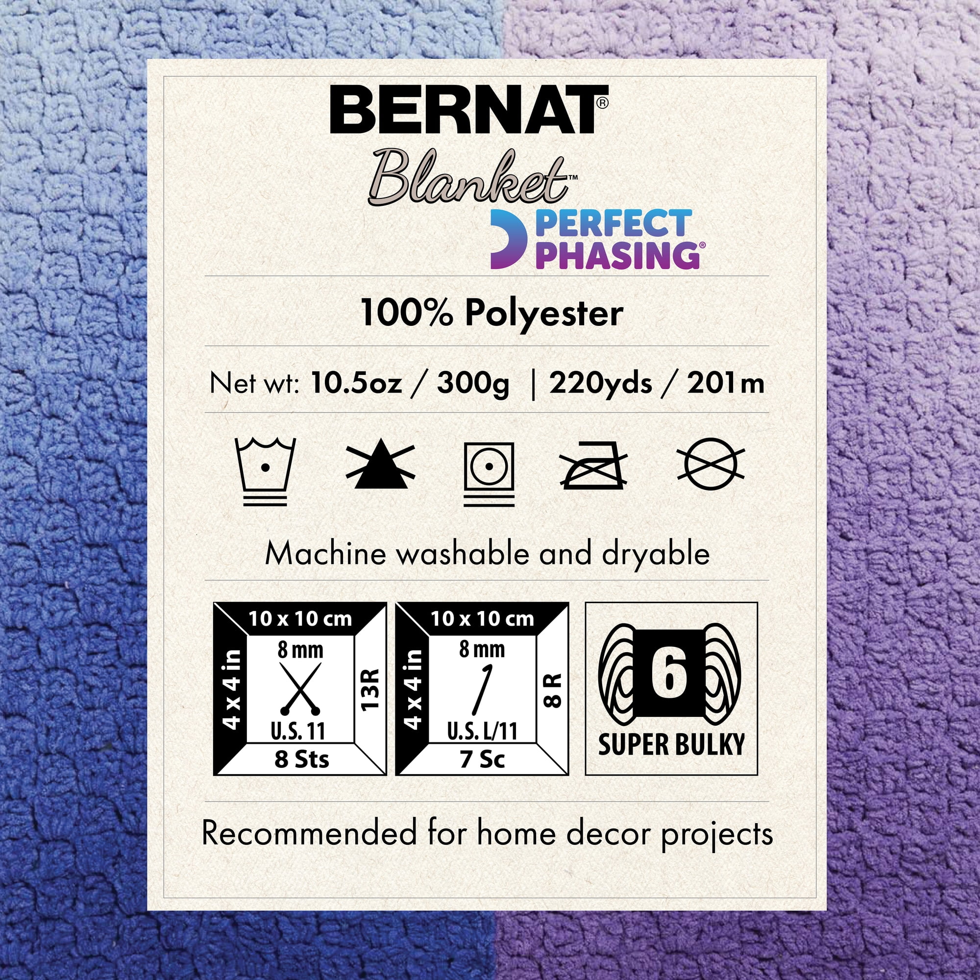 Bernat® Blanket Perfect Phasing™ #6 Super Bulky Polyester Yarn, Dark Orchid 10.5oz/300g 220 Yd