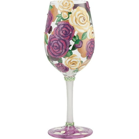 

Designs by Lolita Coming Up Roses Floral Hand-Painted Artisan Wine Glass 1 Count (Pack of 1) Multicolor
