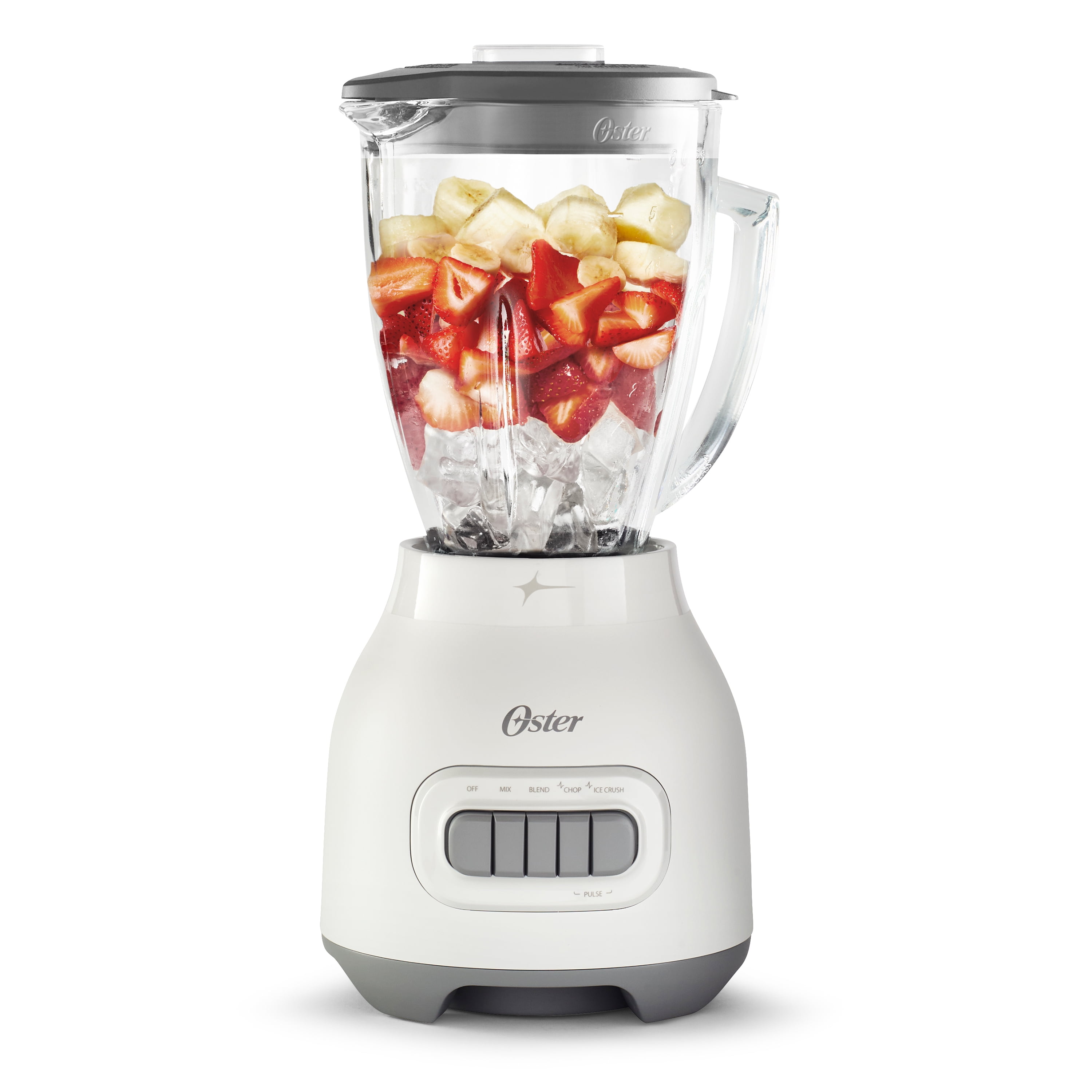 Analytiker fjols Museum Oster Easy-to-Use 6-Cup Glass Jar Blender, Food Chopper and Ice Crush,  Smoothie Blender, White - Walmart.com