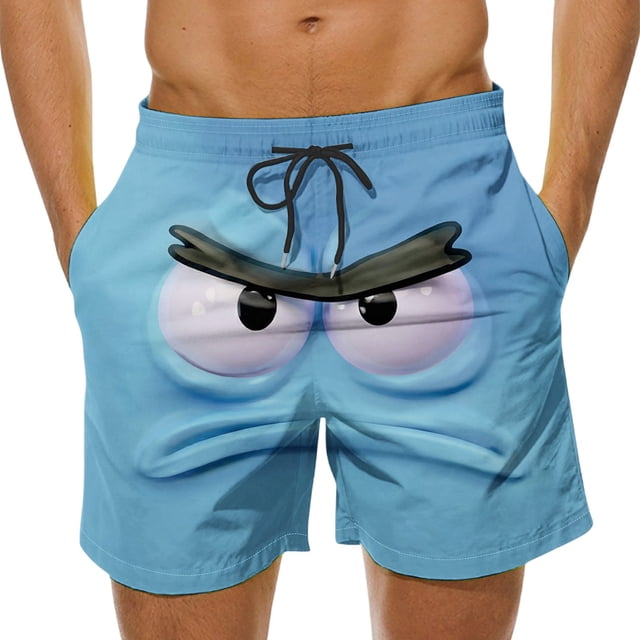 Pantalones Cortos de Cintura Elástica Casual Divertido Impreso Pantalones de Baño Ligeros Cordón Playa Verano
