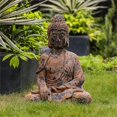 thumbnail image 2 of LuxenHome Weathered Brown MgO Meditating Buddha Statue, 2 of 7