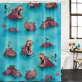 thumbnail image 2 of Summer Hippoes Print Bathroom Shower Curtains with 12 Hooks Polyester Waterproof Shower Curtain for Stalls and Bathtubs Cute Funny Coastal Ocean Sea Blue Decorative Bathroom Curtain 36x72 Inches, 2 of 9