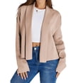thumbnail image 1 of Cárdigan Corto para Mujer con Chal Abierto Al Frente, Chaqueta de Suéter de Larga de Moda de Otoño 2025 Caqui Oscuro M, 1 of 8