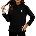 thumbnail image 5 of Big Girls Cute Undershirts Mock Neck Printed Fleece Pullover Drop Shoulder Warm Casual Fall Winter Outfits Black 14-15Years, 5 of 5