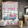 thumbnail image 5 of Spring Is Coming No Hooks Shower Curtain with Snap-in Liner Rose and Hydrangea Floral Truck Wood Grain Shower Curtains for Bathroom, Waterproof, Easy Install, Washable 48"x72", 5 of 9