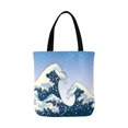 thumbnail image 1 of ASHLEIGH Vintage Waves of Painting Canvas Tote Bag Tote Shopping Bag Washable Grocery Tote Bag, Craft Canvas Bag for Women Men Kids, 1 of 3